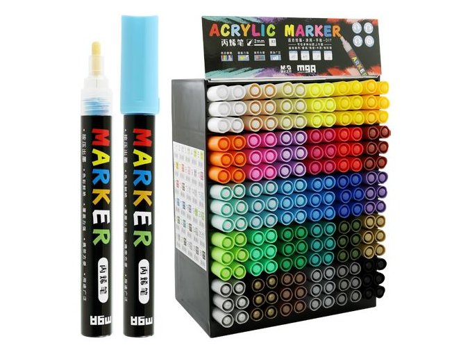 Dekorační popisovač M&G akrylový 2mm, mix barev/displej 30 barev x 6 ks