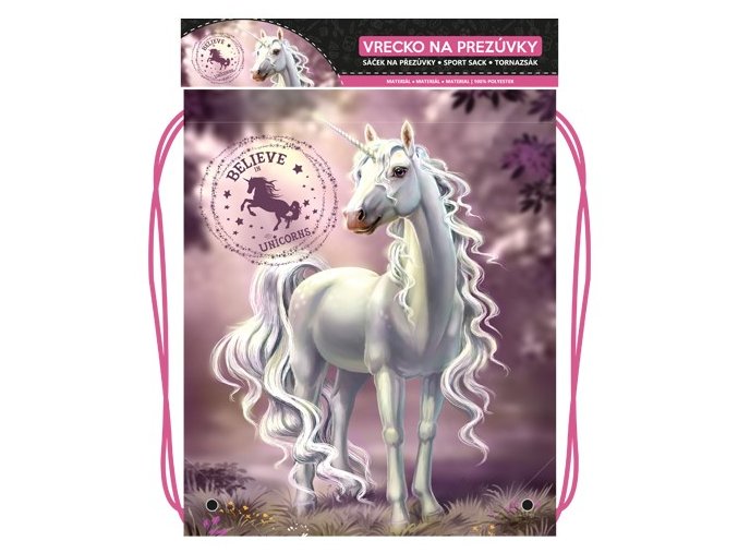 Pytel na přezůvky s potiskem - Seria 4 - Believe in Unicorns