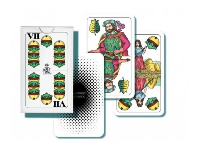 Mariáš dvouhlavý společenská hra karty v papírové krabičce 6,5x10x1cm