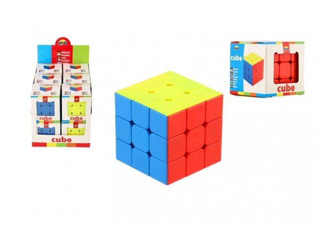 Kostka hlavolam 3x3x3 plast 5,5x5,5x5,5cm v krabičce 12ks v boxu