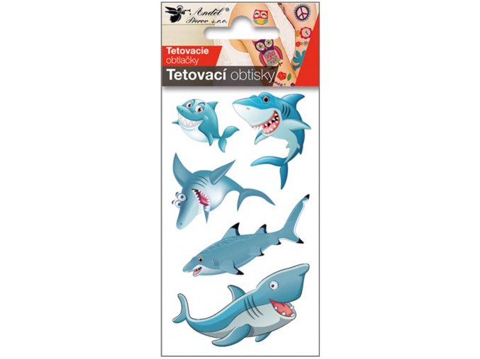 Tetovací obtisky 10,5 x 6 cm - veselí žraloci 16032