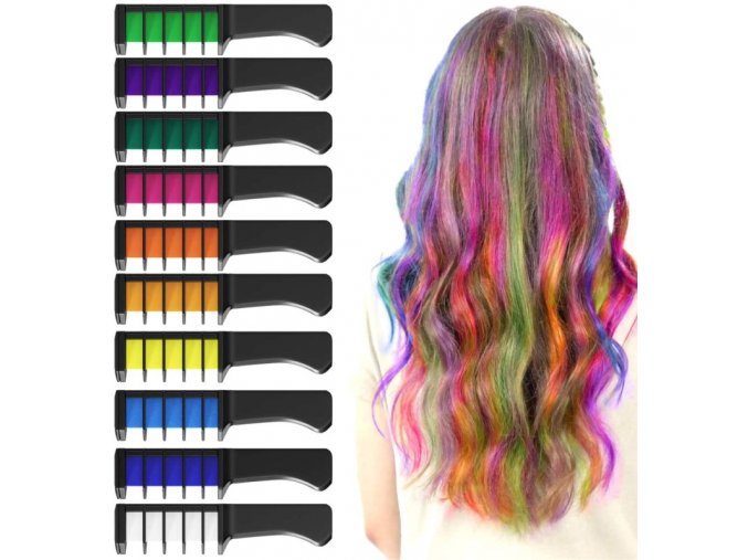 Křídy na vlasy 10 barev