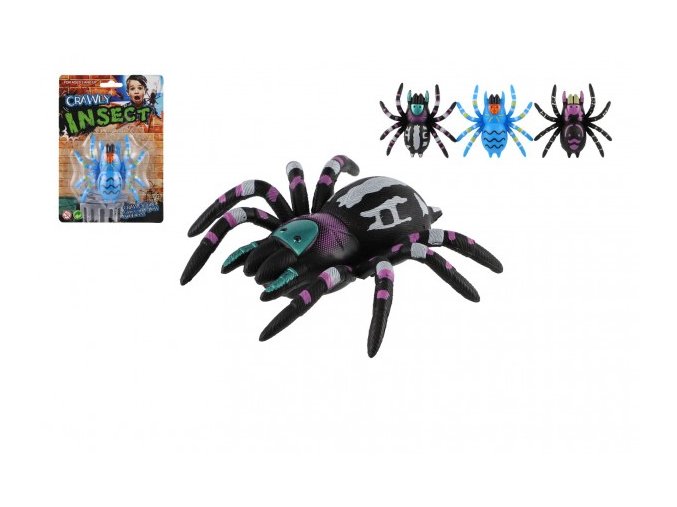 Pavouk lezoucí po skle plast 8cm 3 barvy na kartě