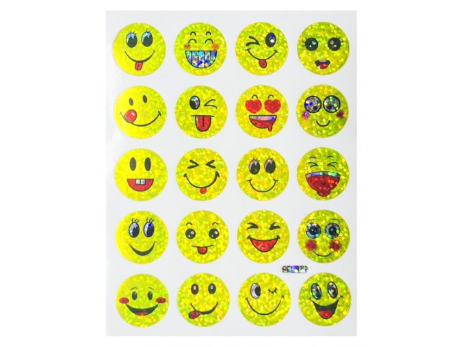 Samolepky úsměv žluté velké - 10 blistrů 10 x 13 cm