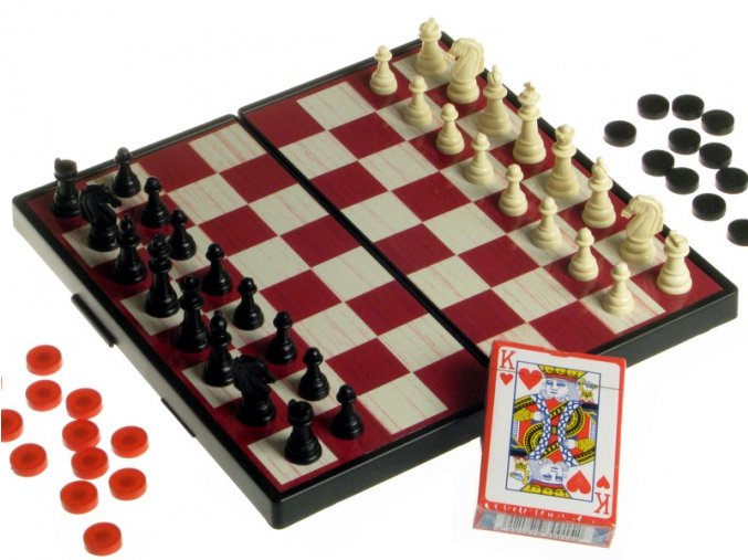 šachy magnetické 24x24cm + dáma + karty