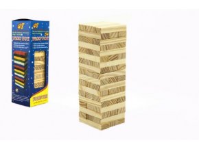 Hra Jenga věž přírodní dřevo 48ks hlavolam v krabičce 7x23x7cm