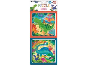 Puzzle 2 obrázky 15 x 15 cm, 16 a 20 dílků, dinosauři 15080