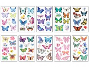 Obtisky vodové barevné dětské 9x19cm-14 motýlci