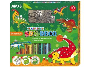 Barvy na sklo sada 10 barev 10,5 ml + 12 sklíček DINOSAURUS 6423