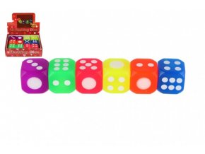 Kostka hrací svítící silikon 4x4cm 6 barev 12ks v boxu