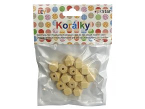 Korálky dřevo hexagon 12mm - 15ks