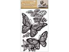Samolepky na zeď mandala motýli s glitry 10233 , 60x32 cm
