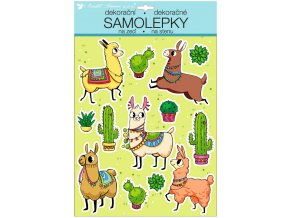 Samolepky na zeď barevné lamy s glitry 35 x 27 cm , 10266