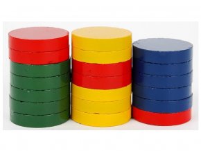 barevné lakované magnety, průměr 25 mm, výška 5 mm