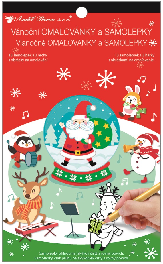 Samolepky a omalovánky vánoční 14 x 23 cm, Santa 10615