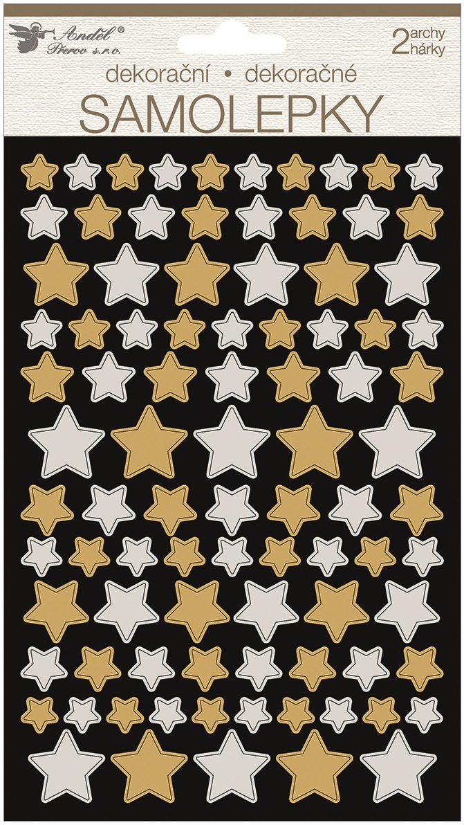 Samolepky hvězdy 14 x 25 cm 2 archy 15047