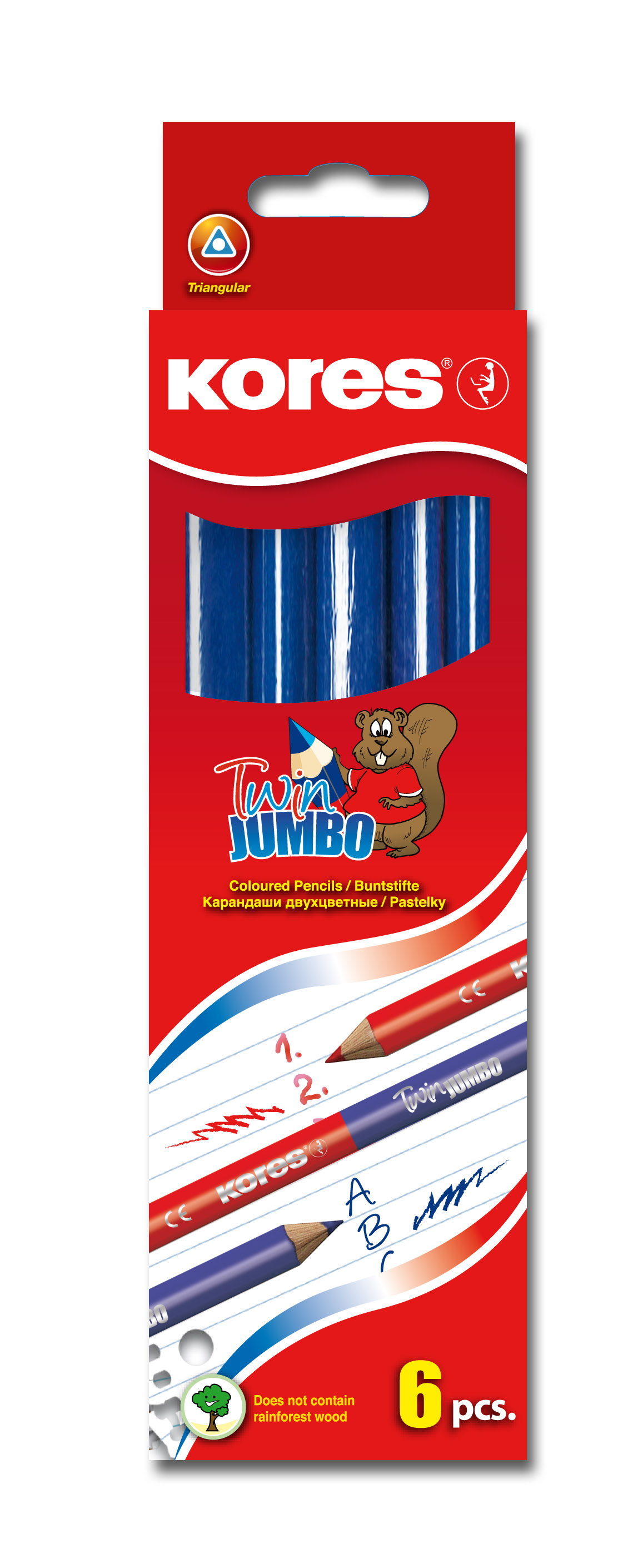 Učitelská tužka Kores Jumbo Twin červená-modrá