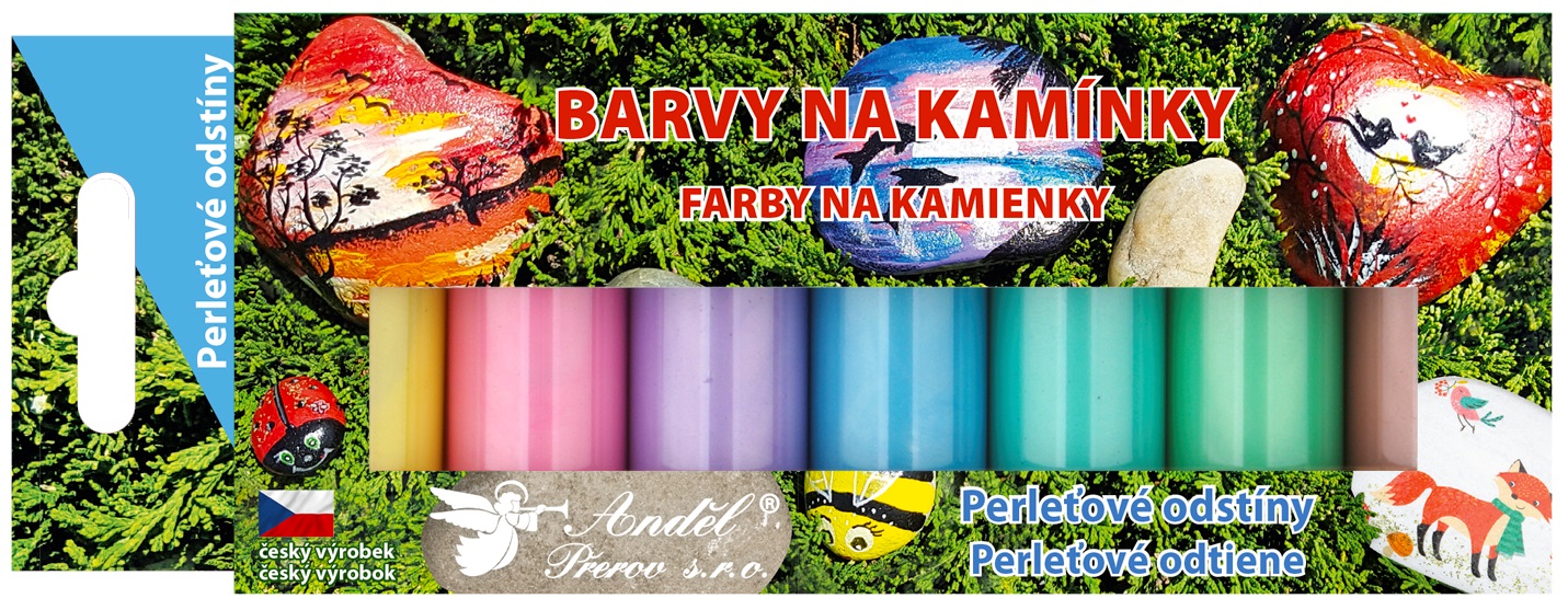 Barvy na kamínky akrylové perleť lesklé 7 x 15 g 6130