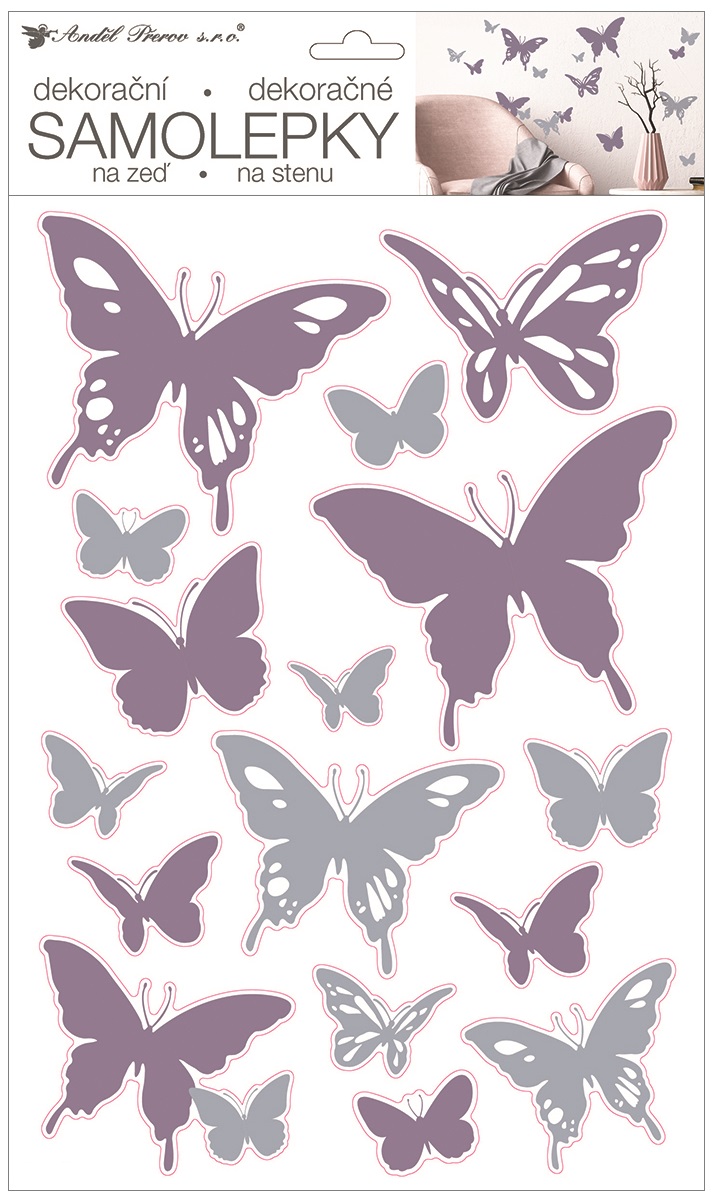 Samolepky na zeď 42 x 25 cm, motýlci 15115