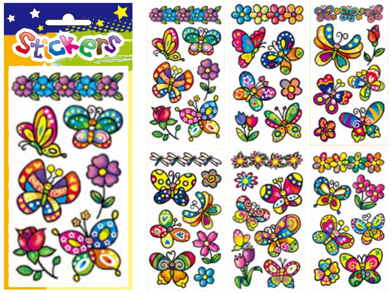 Obtisky vodové barevné dětské 9x19cm-03 motýli
