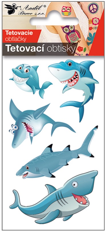 Tetovací obtisky 10,5 x 6 cm - veselí žraloci 16032