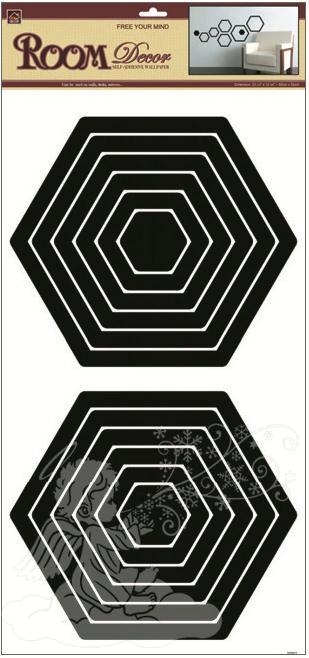 Samolepky na zeď šestiúhelník černý 2 sady 1325, 69x32cm