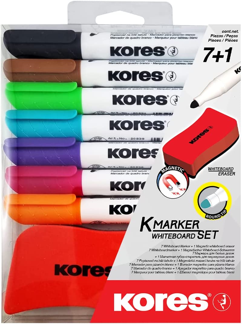 Popisovač na bílé tabule 7 ks + houbička - Whiteboard K-Marker Set