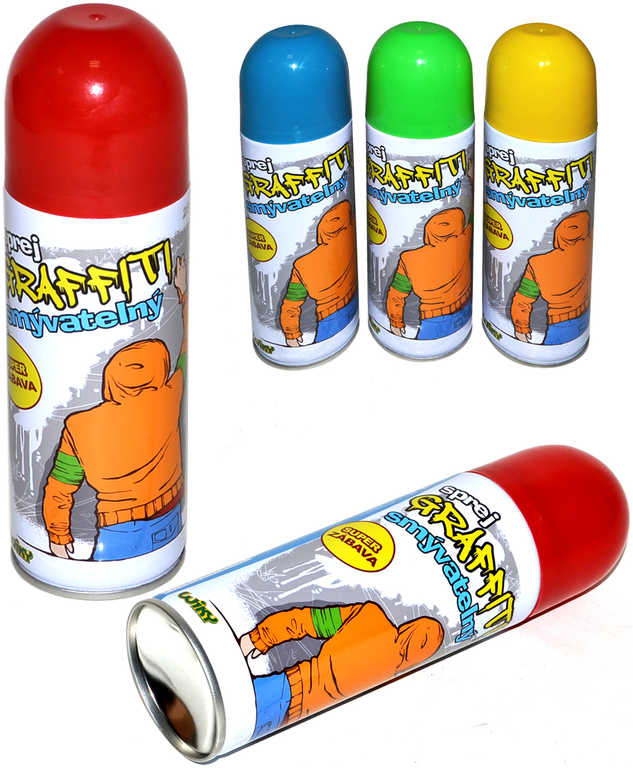 Sprej Graffiti smývatelný/křída ve spreji 250ml 4 barvy Špagety ve spreji: 3. MODRÁ