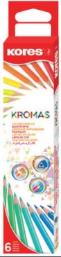 Trojhranné pastelky Kromas 6ks , 3mm 93396 - 34 POSLEDNÍ KUSY -