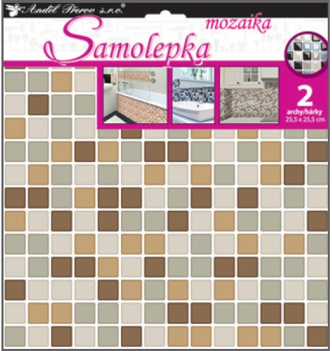 Samolepka na zeď mozaika, 2 archy 10203 , 25,5 x 25,5 cm