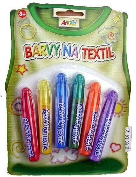 Základní barvy na textil- na blistru 6ks