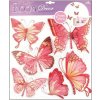 Samolepky na zeď motýli růžoví s pohyblivými křídly 655, 30x30cm