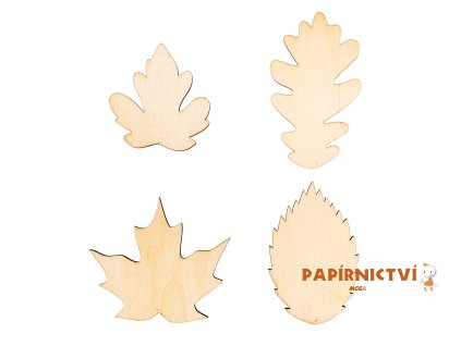 DŘEVĚNÉ DEKORÁTKY, SET LISTY 4ks