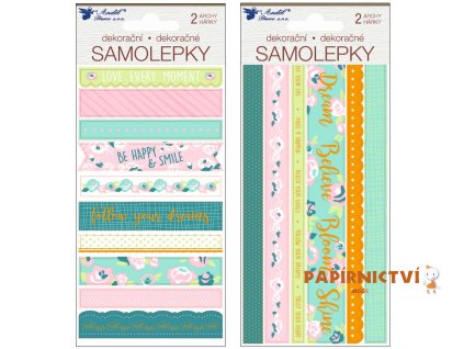 Samolepky Washi pásky s ražbou 2 archy, 17 x 9 cm