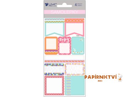 Samolepky popisovací s ražbou 4 archy, 17 x 9 cm III
