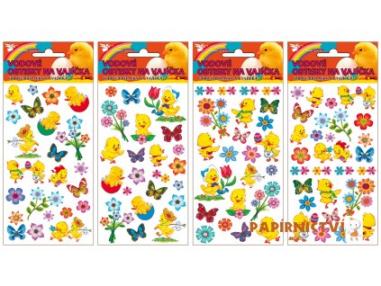 Vodové obtisky na vajíčka 19 x 9 cm, kuřátka a květiny 768