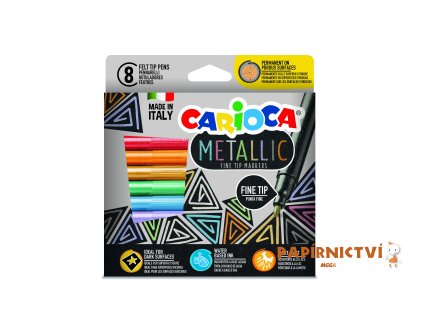 43162 CARIOCA Metallic Fine Tip Markers Box 8 pcs