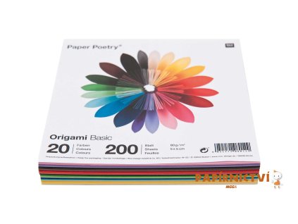 Origami basic, 5x5cm, mix 200ks, 20 barev