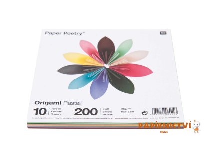 Origami pastel, 15x15cm, mix 200ks, 10 barev