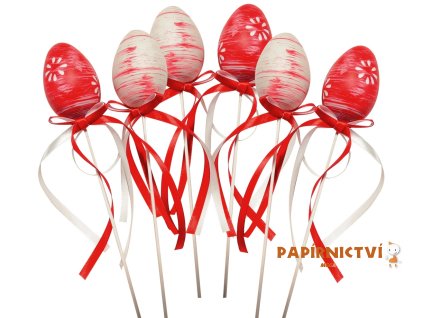 Vajíčko červené plastové zápich 6 cm + špejle