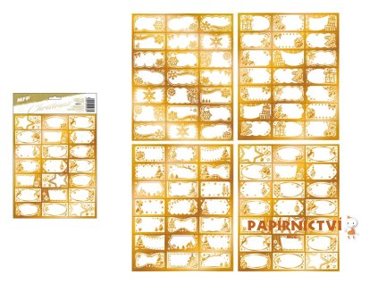 Samolepky na dárky vánoční zlaté 200x300mm/21ks 8885875