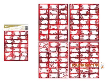 Samolepky na dárky vánoční červené 200x300mm/21ks 8885876