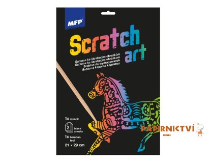 Škrabací obrázek šablona A4 Kůň 21x29cm + 2 listy 1032219