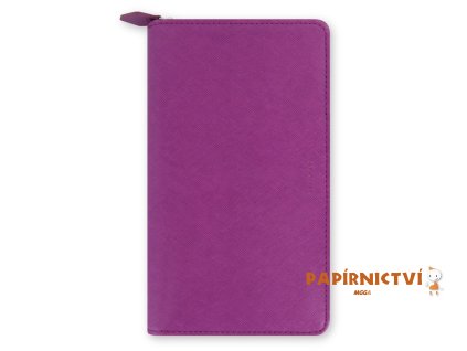 Filofax diář Saffiano Zip, osobní Compact, malinová