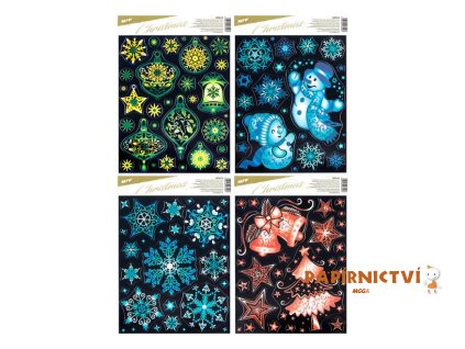 Okenní fólie vánoce glitr VA026 30x42cm 671 8886448