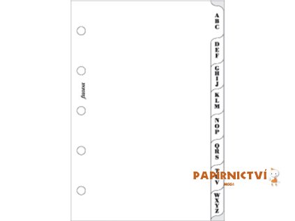 Filofax náplň Mini, rozřazovač A-Z