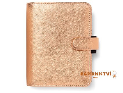 Filofax diář Saffiano Metallic, kapesní, rose gold