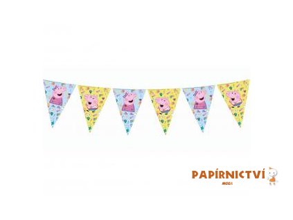 Girlanda Prasátko Peppa banner, 9 vlajek, 230 cm