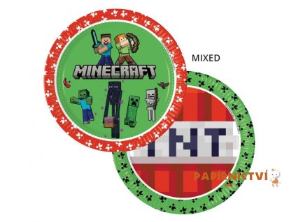 Papírové talíře Minecraft, nová generace, 23 cm, 8 ks. (bez plastů)