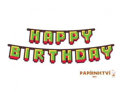 Papírová girlanda Happy Birthday - Game On, 160 cm
